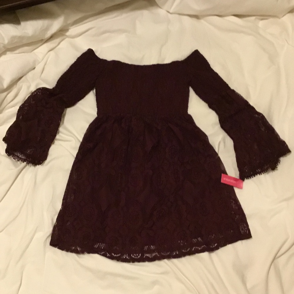 Maroon off the shoulder dress