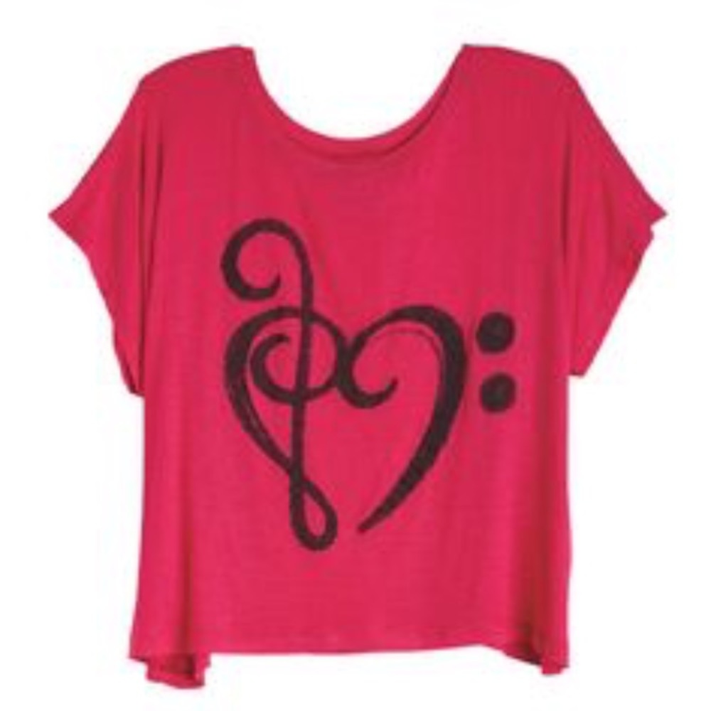 dELiAs treble/bass clef heart crop tee