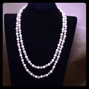 Tricanda Pearl Double Layer Long Necklace