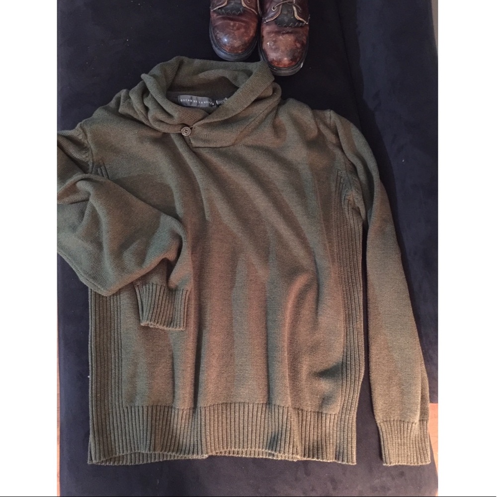 Oscar de la Renta Army Green Boyfriend Sweater