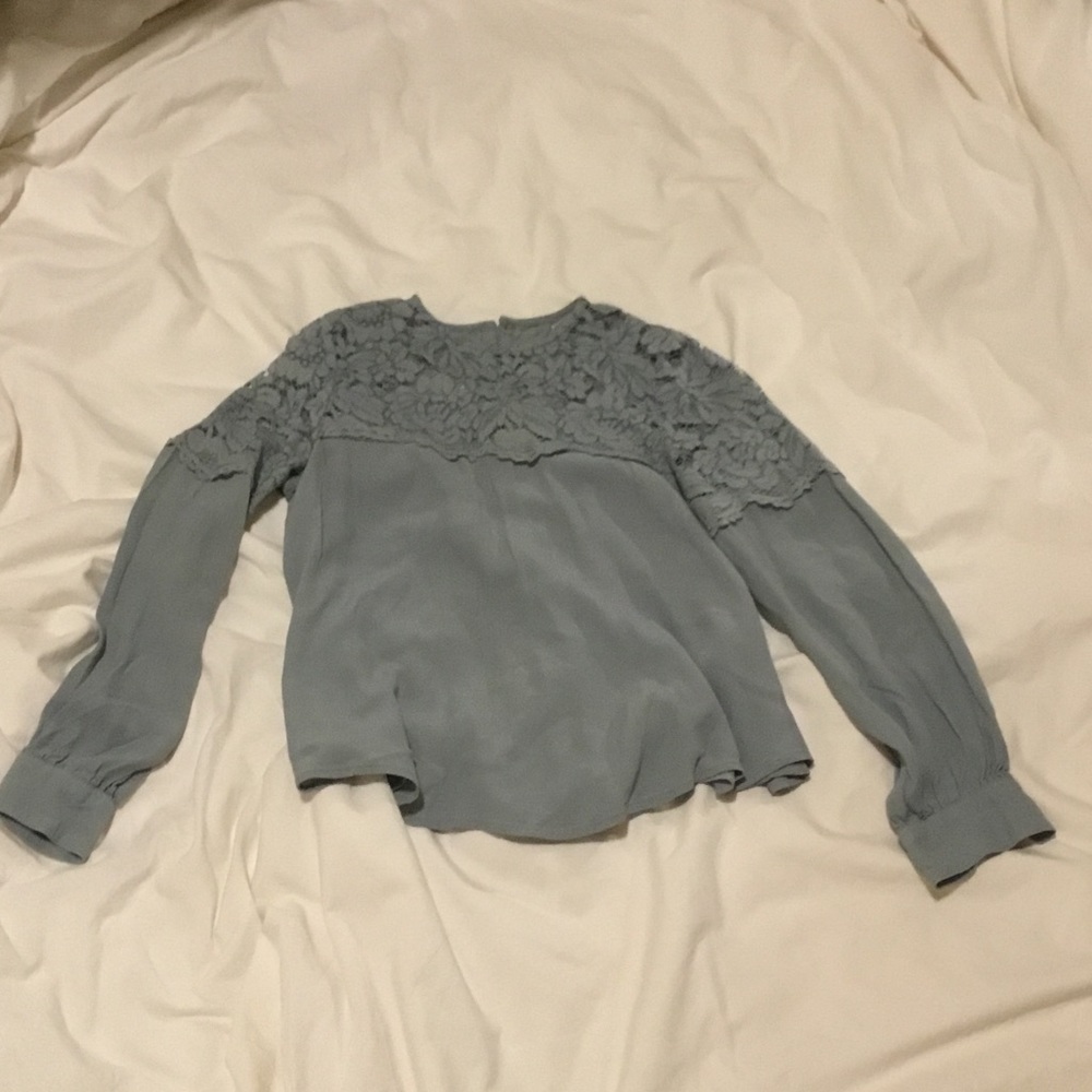 Beautiful elegant teal lace blouse