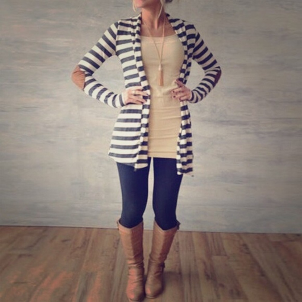 Striped cardigan with elbow pads
