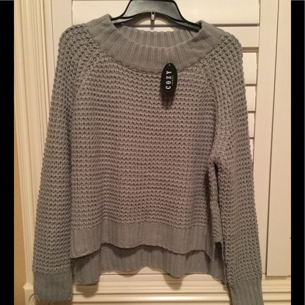 Waffle Knit Pullover sweater grey L Mindy maes