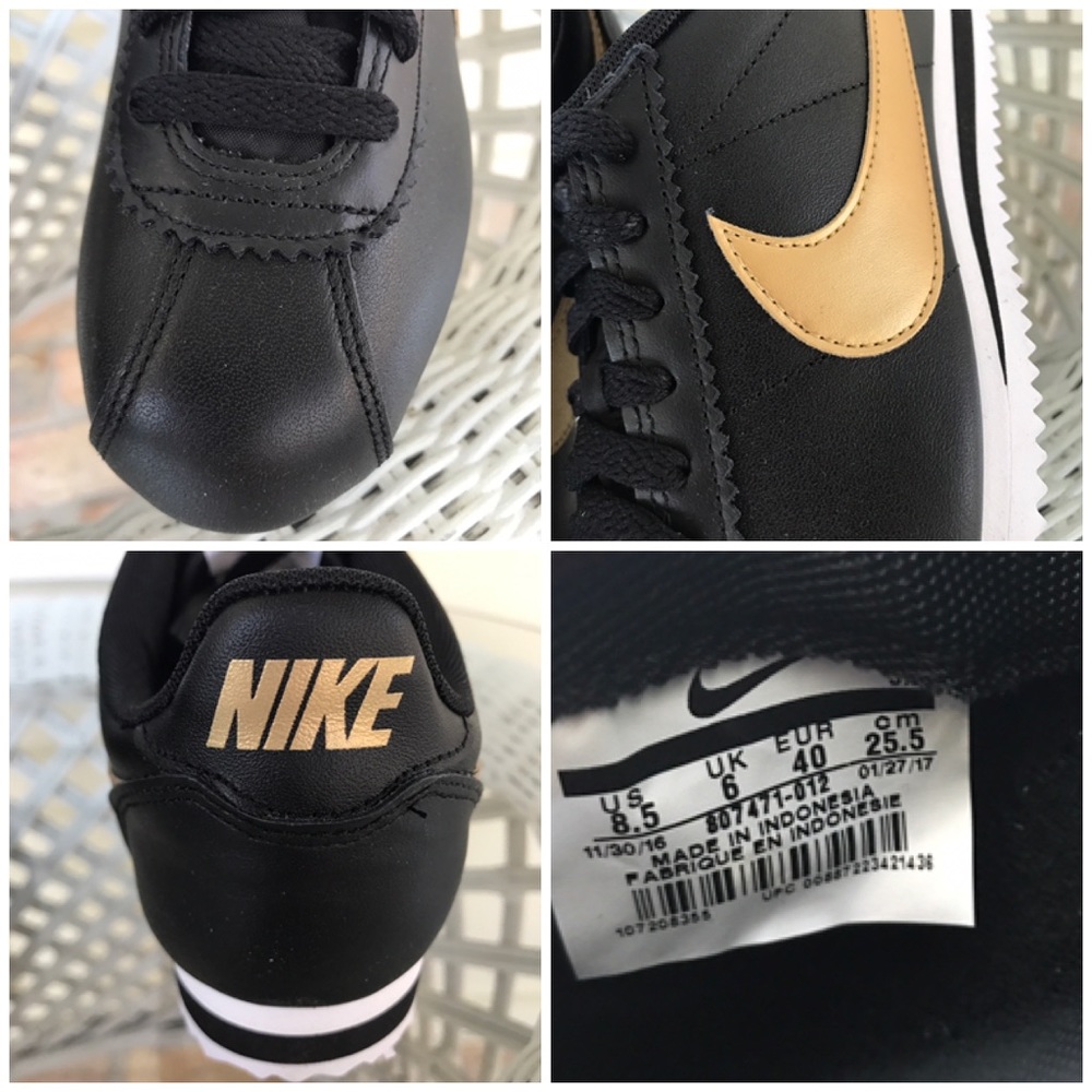 NWT Nike Classic Cortez Leather Black Gold WMNS - Picture 8 of 8