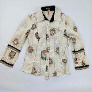 Anthropologie Taikonhu Embroidered Paisley Top