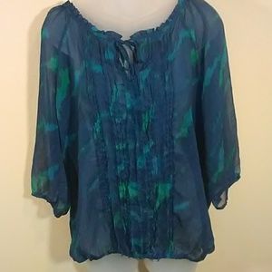 Blue and green blouse