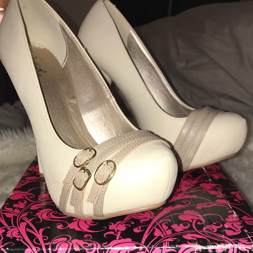 Cream platform heels