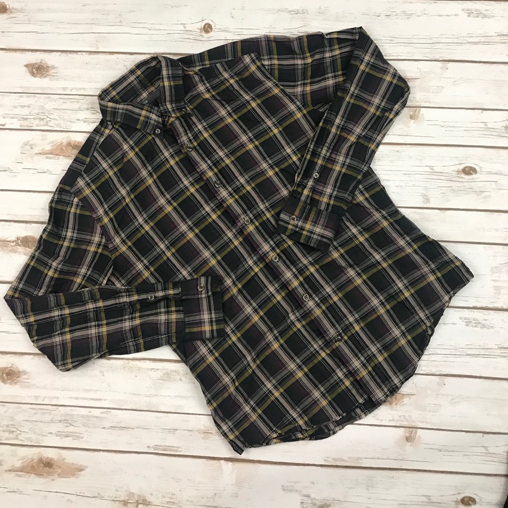 VINCE men’s plaid shirt 100% cotton medium