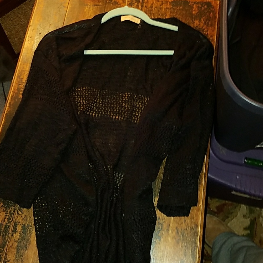 Black open long sweater