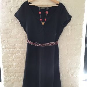 100% Linen Black Eddie Bauer Midi Dress Sz 14