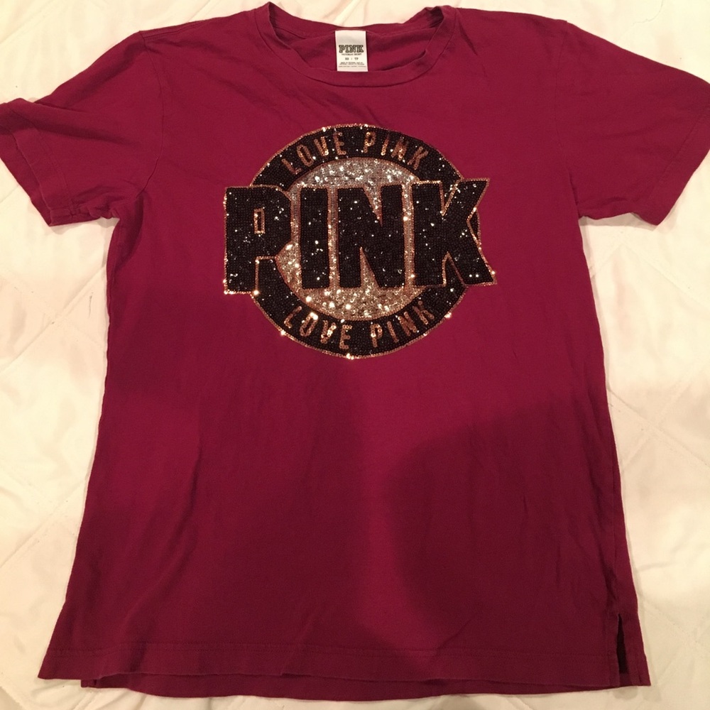 Burgundy PINK sequin t-shirt