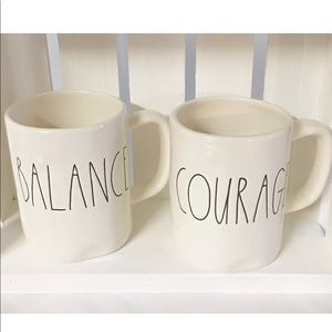 Rae Dunn by magenta set of 2 mugs BALANCE COURAGE