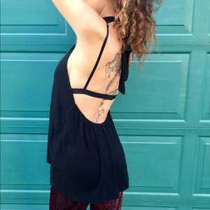 Black backless adjustable halter top by Jolie