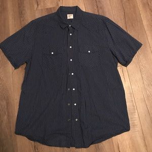 Men’s Pearl Snap Navy Blue Dress Shirt