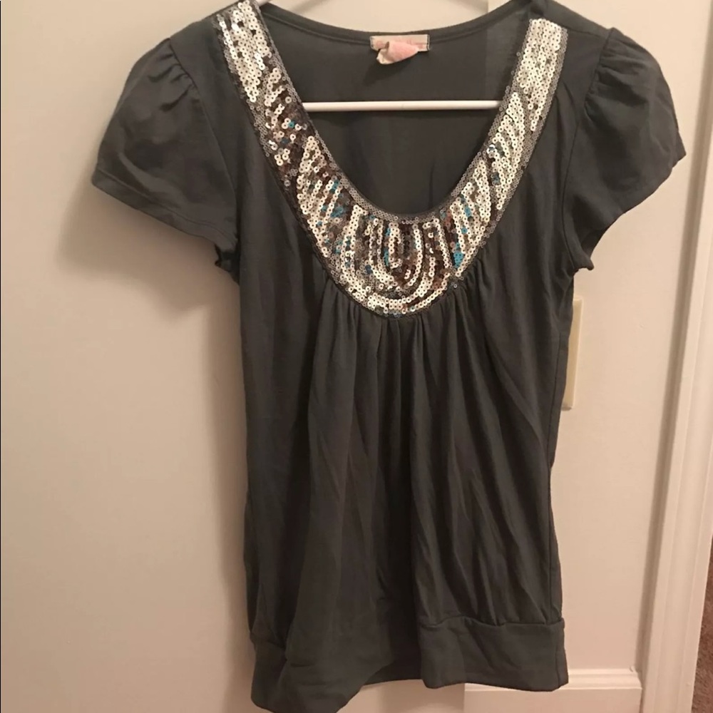 Gray sequin shirt women's
