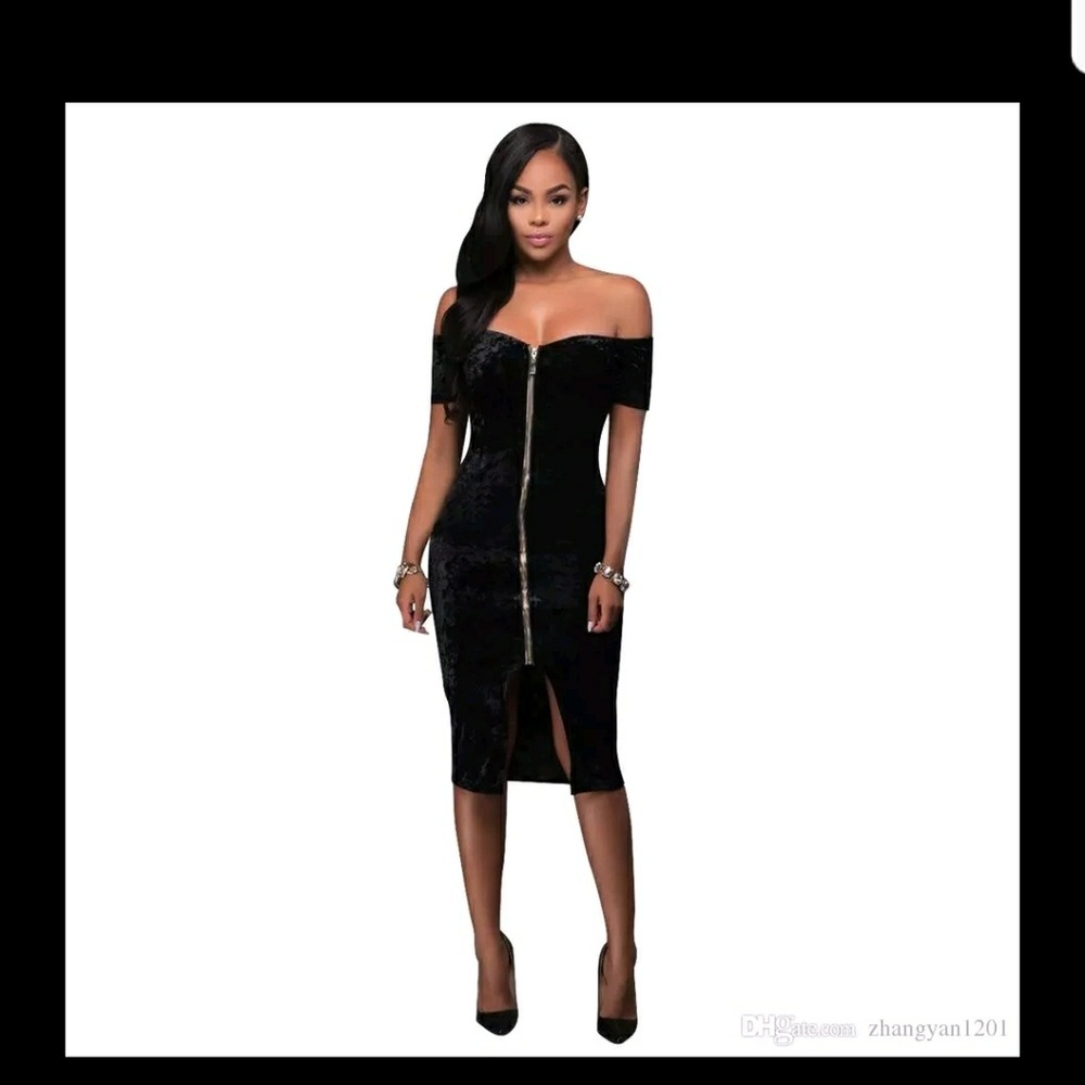 SEXY ZIPPER VELVET DRESS