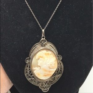 Antique Sterling Silver Cameo Necklace ❤FIRM❤