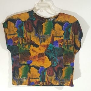 Vintage 80's Multicolored Crop Top Shirt