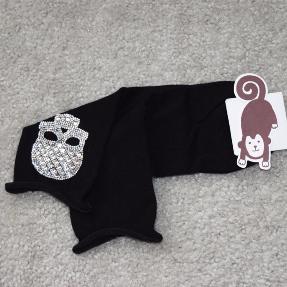 NWT Women's Socks Rhinestone Skull Black goth - Picture 5 of 8