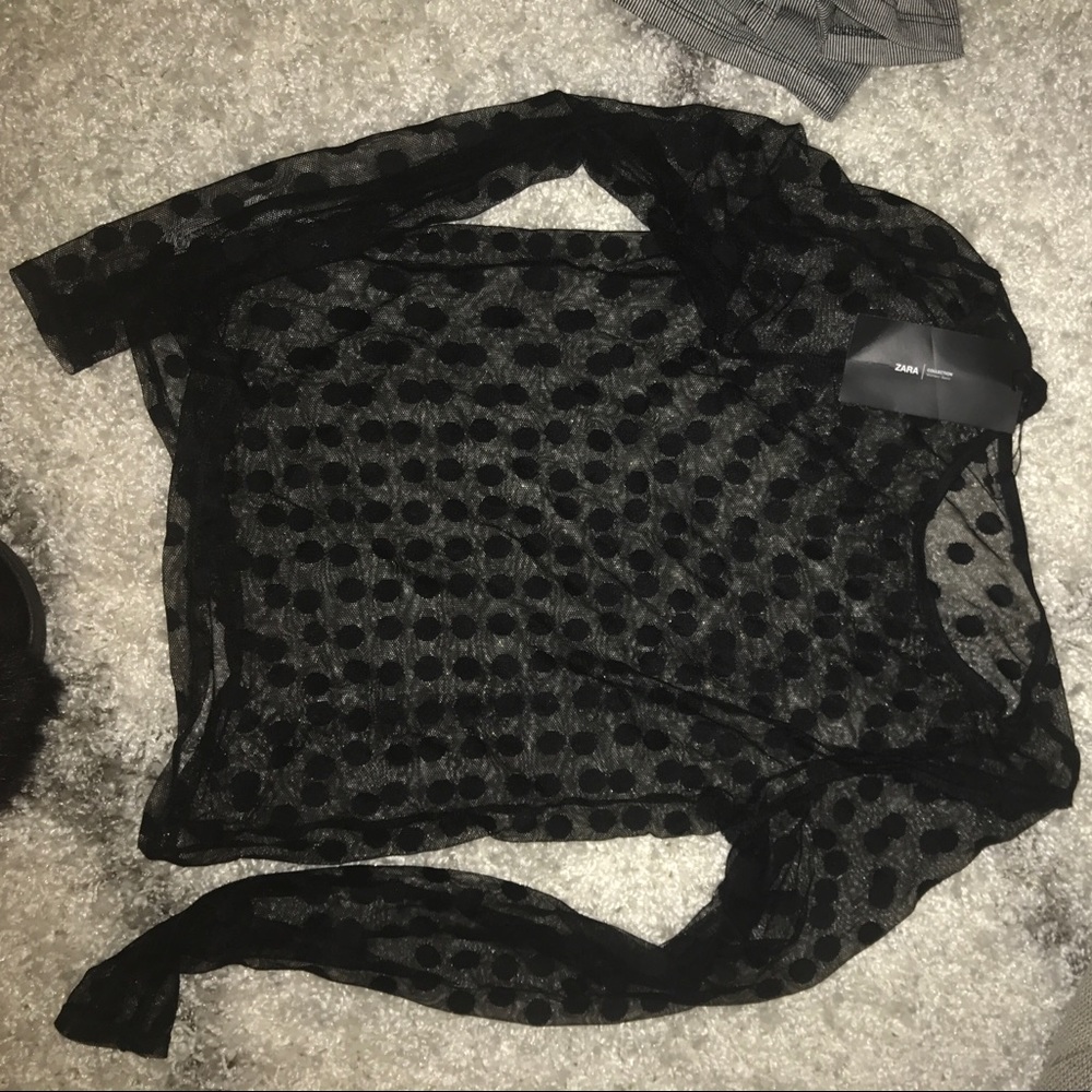 NWT Zara mesh polka dot long sleeve