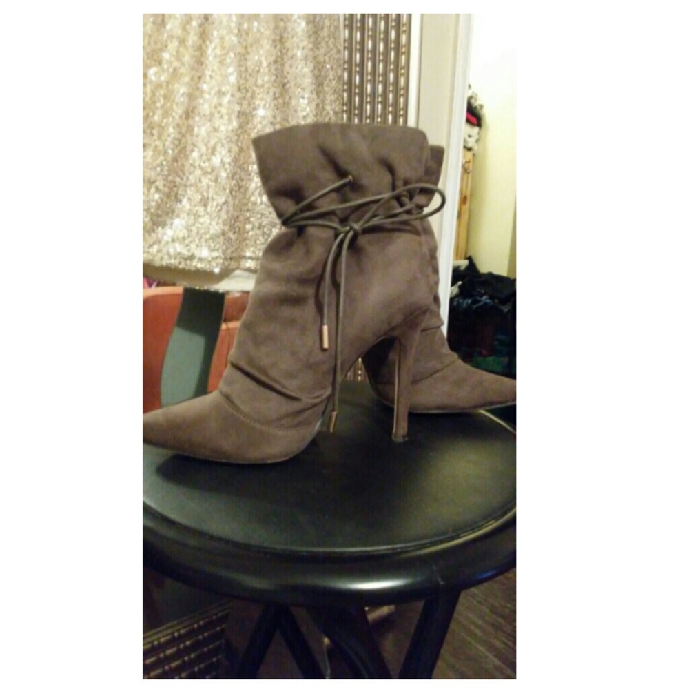 Taupe Suede Bootie Stilettos 6.5