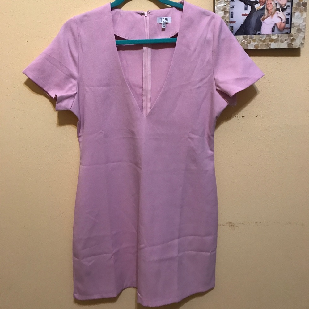 Deep V Pink Mini Dress