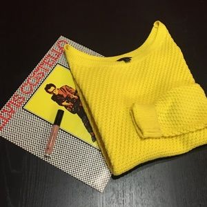 Yellow Lands' End Cable Knit Sweater