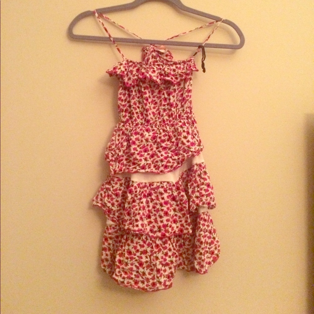 Pink & white floral print dress