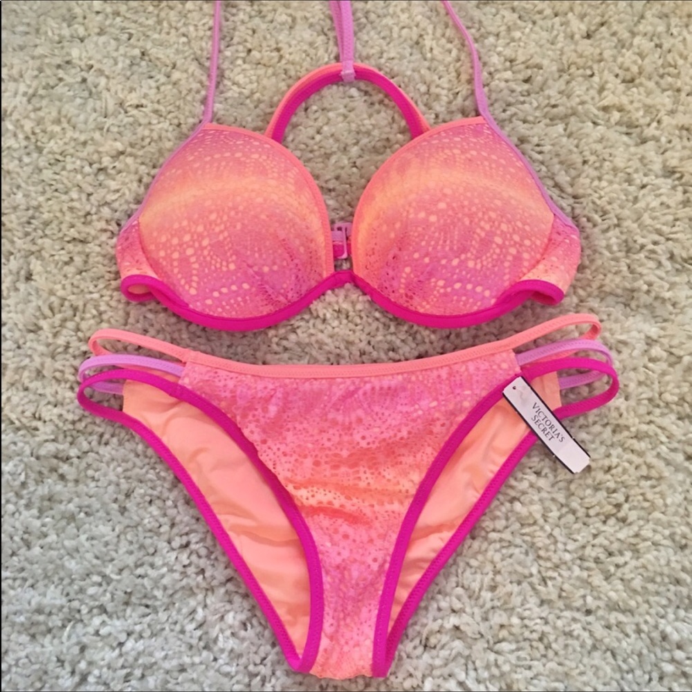 VS bikini ombré pink crochet