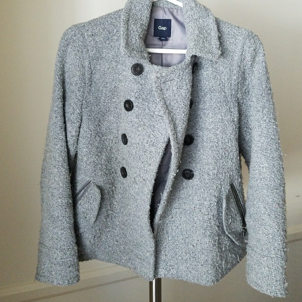 GAP Gray Peacoat - Size Med Petite - EUC