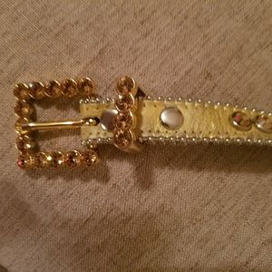 BB SIMON Women's Swavorski Gold Belt XL