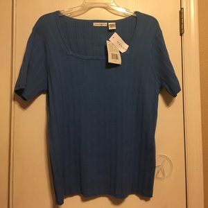 Square Neck Short Sleeve Cotton Sweater