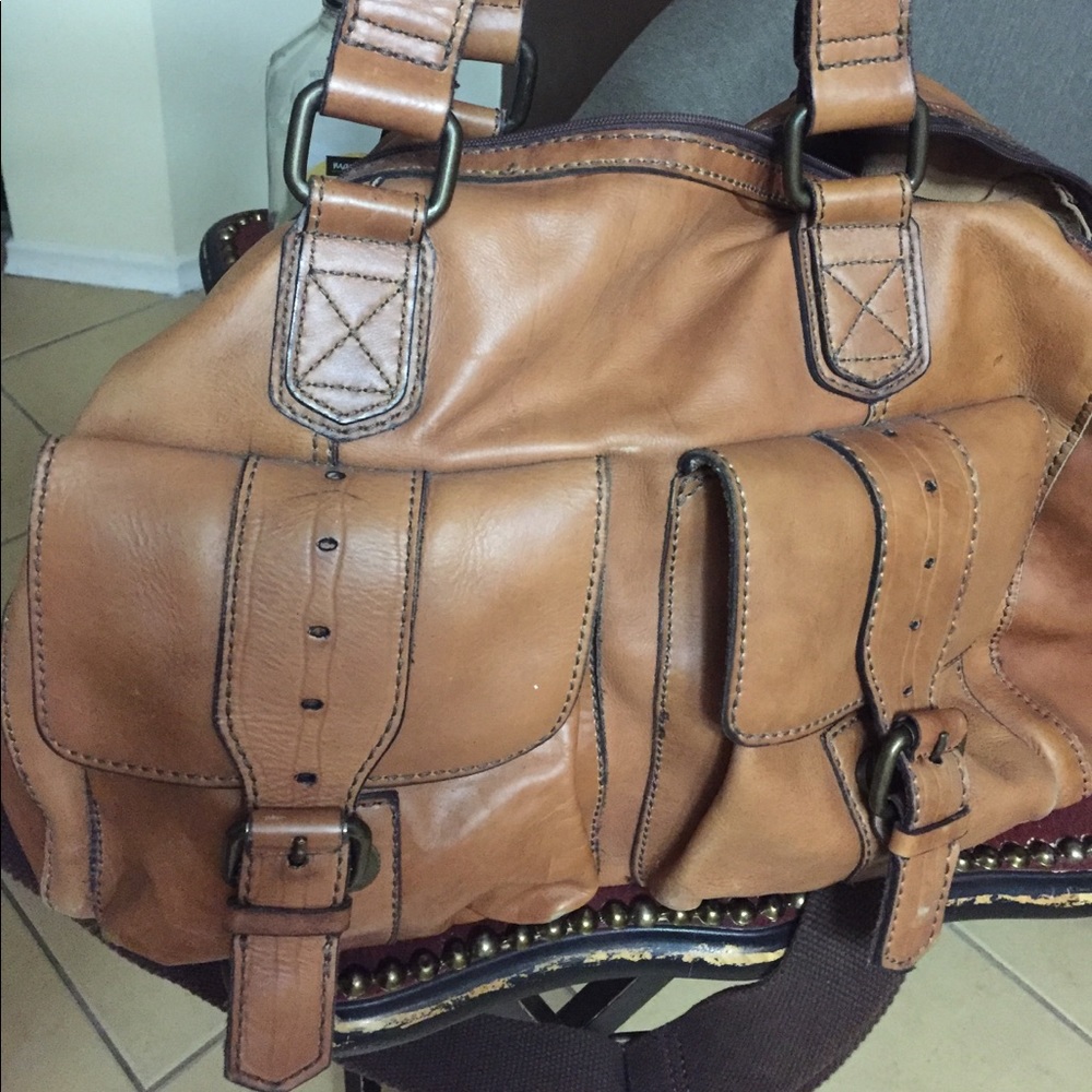 Fossil leather weekender bag