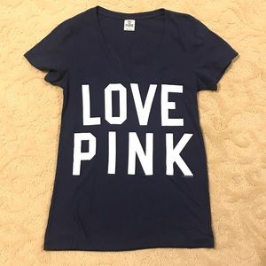 Pink Victoria's Secret tee.