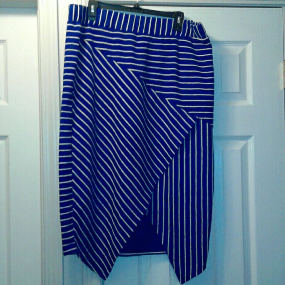 Asymmetrical Royal Blue & White Skirt