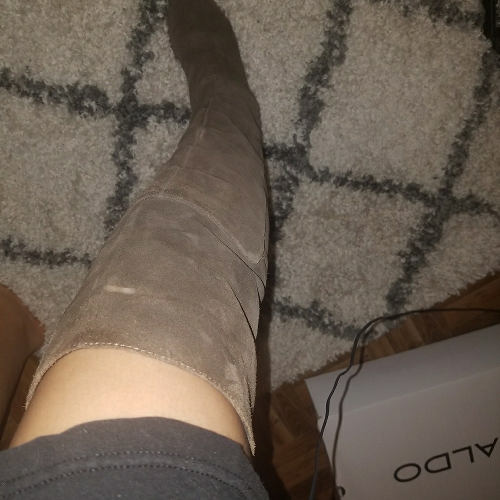 Over the knee tan boots