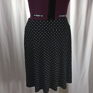Talbots Woman black polka dot knit circle skirt 1X