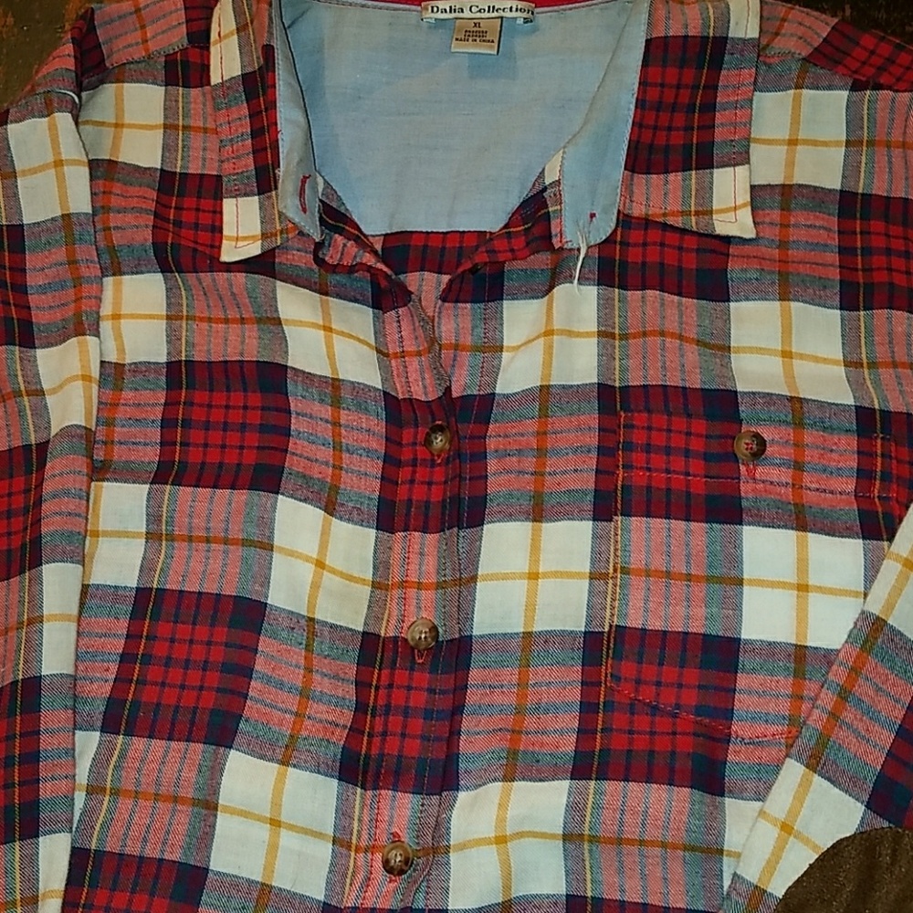 Plaid shirt with elbow patches