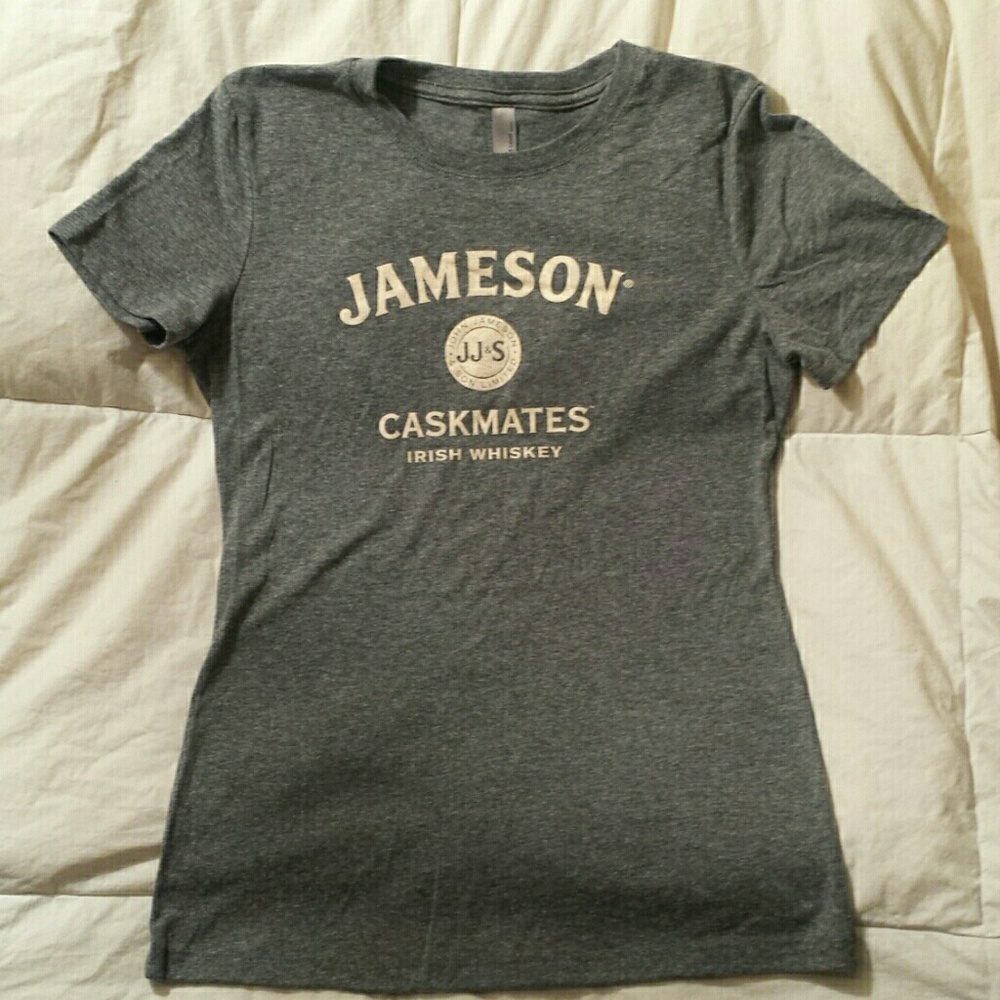 Jameson girls tee, gray with tan lettering