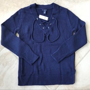 Gap lace up hood sweater