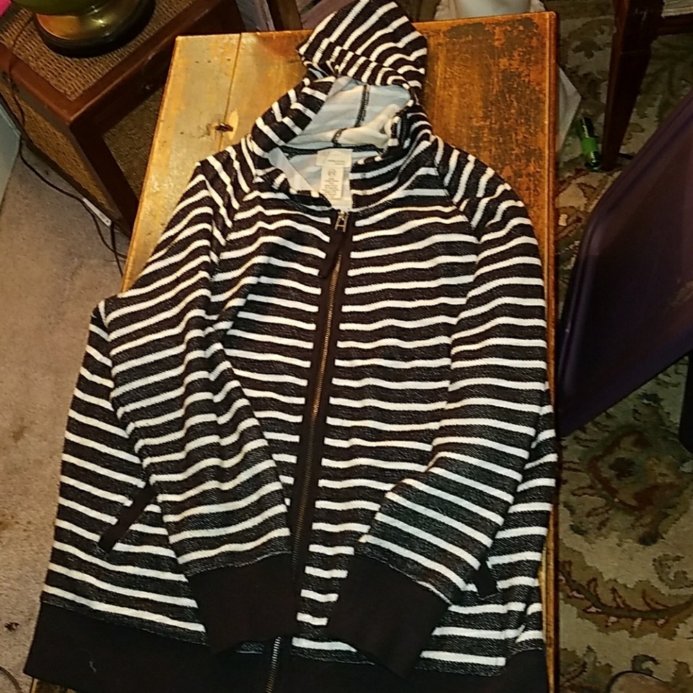 Black and white zip up  hoodie