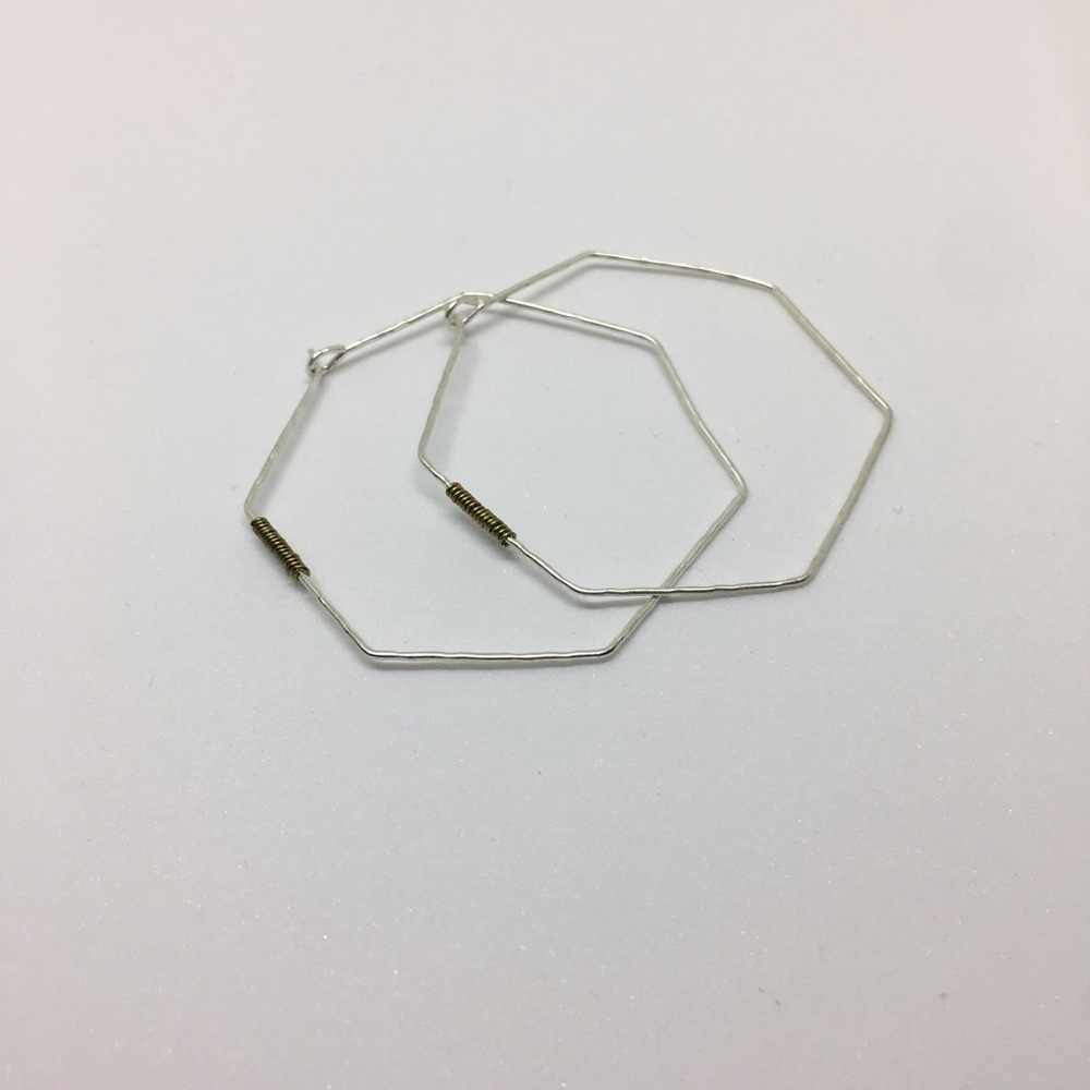 Hexagonal Metal Earrings
