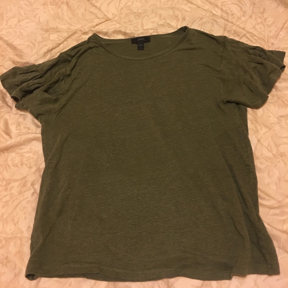 j.crew flutter sleeve top (olive green)