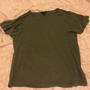 j.crew flutter sleeve top (olive green)