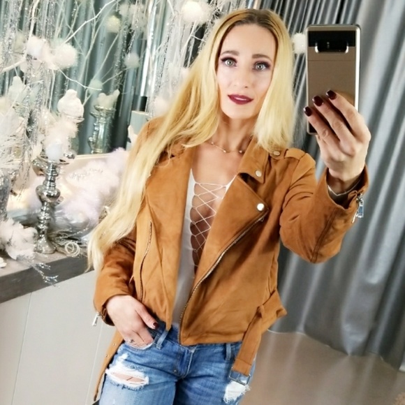 ❤Tan Suede moto jacket - Picture 3 of 4