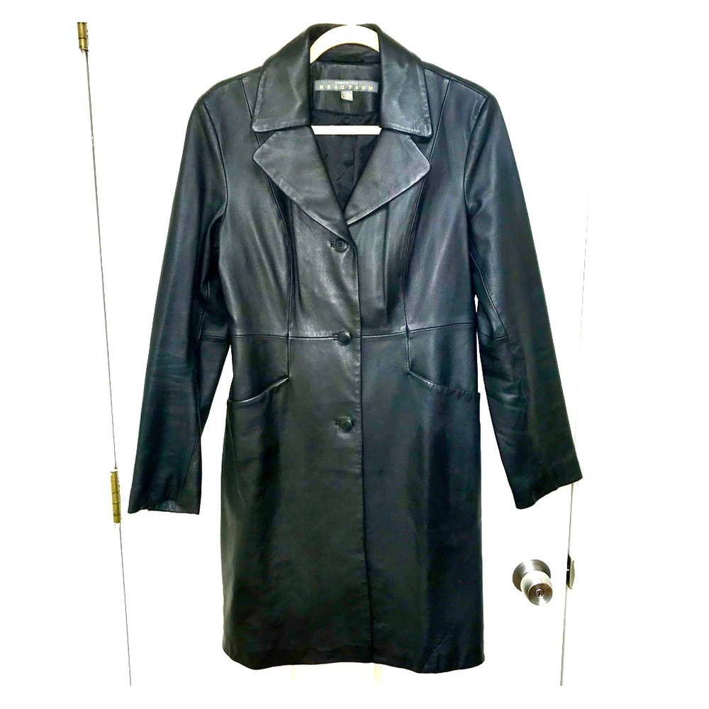 Kenneth Cole Black leather coat - Picture 2 of 6