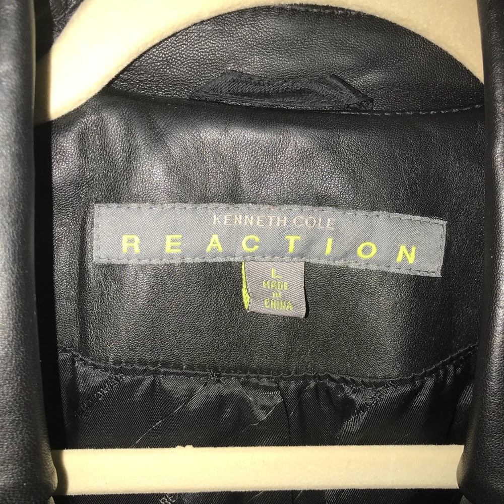 Kenneth Cole Black leather coat - Picture 3 of 6