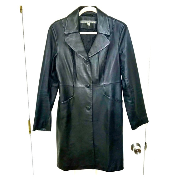 Kenneth Cole Black leather coat - Picture 2 of 6