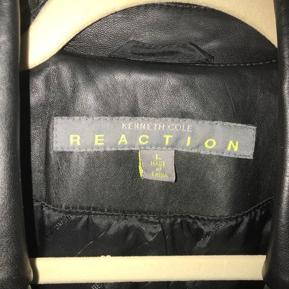 Kenneth Cole Black leather coat - Picture 3 of 6