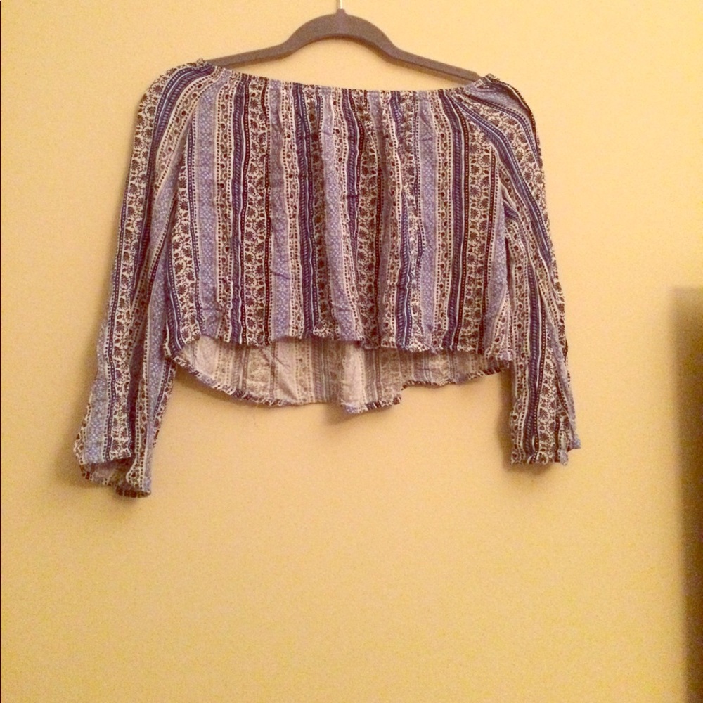 Blue floral print crop top